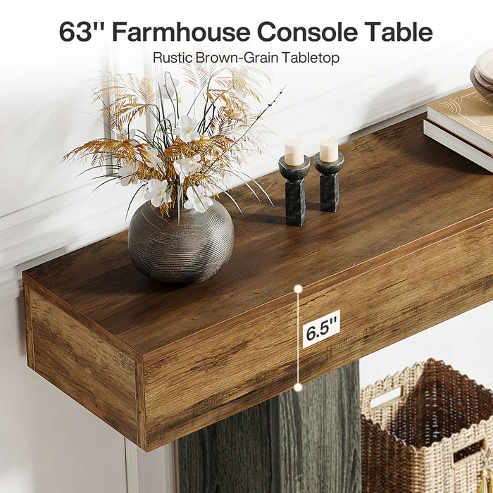 Tribesigns Schmaler Konsolentisch 160 cm, nur 30 cm tief, 2 Ebenen, Flurtisch im Landhausstil