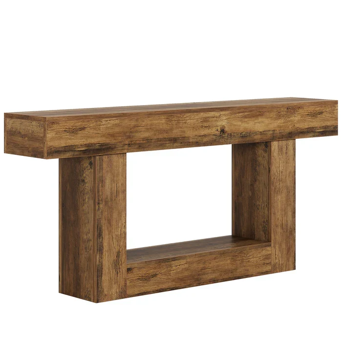 Tribesigns Schmaler Konsolentisch 160 cm, nur 30 cm tief, 2 Ebenen, Flurtisch im Landhausstil
