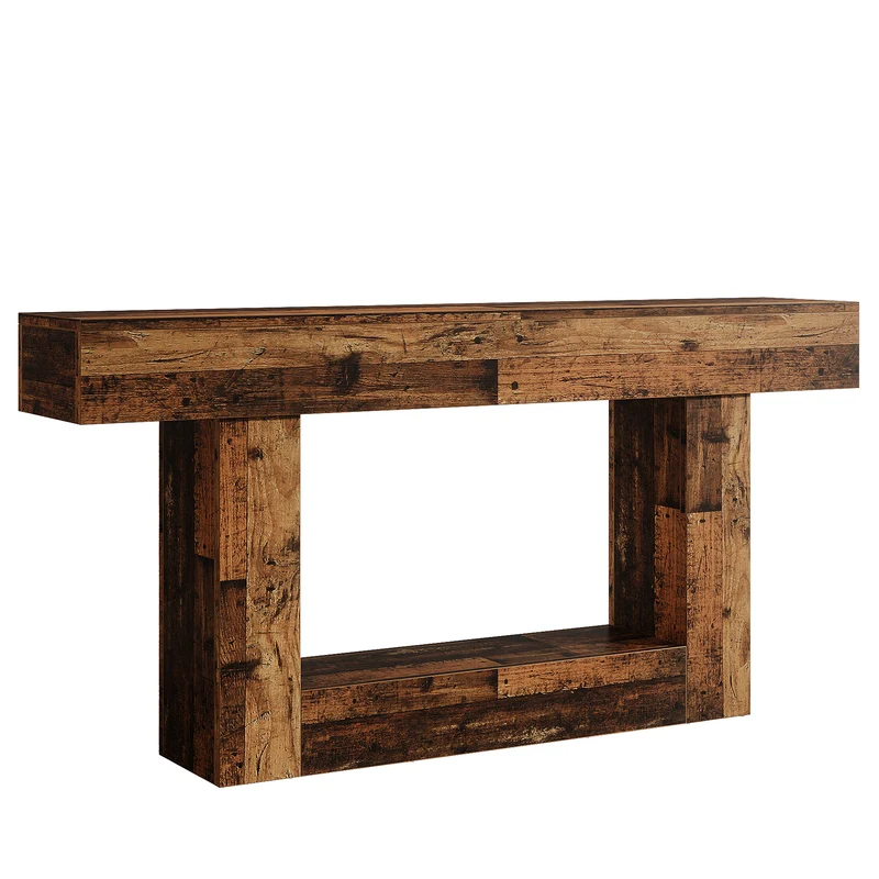 Tribesigns Schmaler Konsolentisch 160 cm, nur 30 cm tief, 2 Ebenen, Flurtisch im Landhausstil