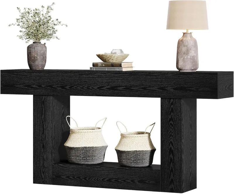 Tribesigns Schmaler Konsolentisch 160 cm, nur 30 cm tief, 2 Ebenen, Flurtisch im Landhausstil