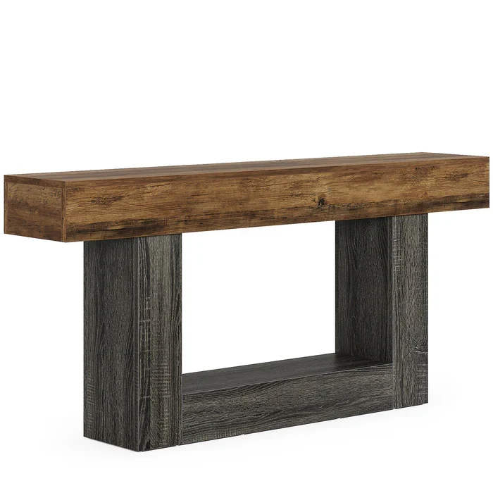 Tribesigns Schmaler Konsolentisch 160 cm, nur 30 cm tief, 2 Ebenen, Flurtisch im Landhausstil