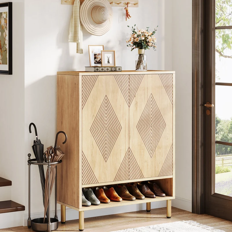 73cm Schuhschrank, Schuhregal aus Holz mit verstellbaren Regalen