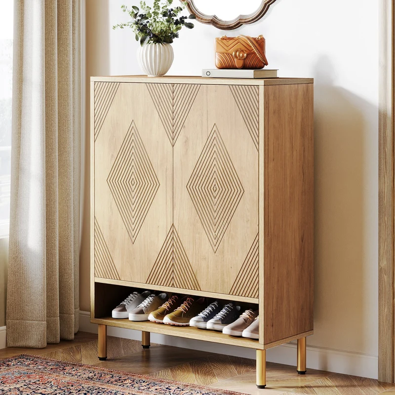 73cm Schuhschrank, Schuhregal aus Holz mit verstellbaren Regalen