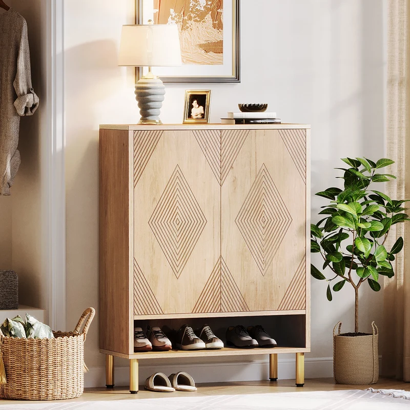 73cm Schuhschrank, Schuhregal aus Holz mit verstellbaren Regalen
