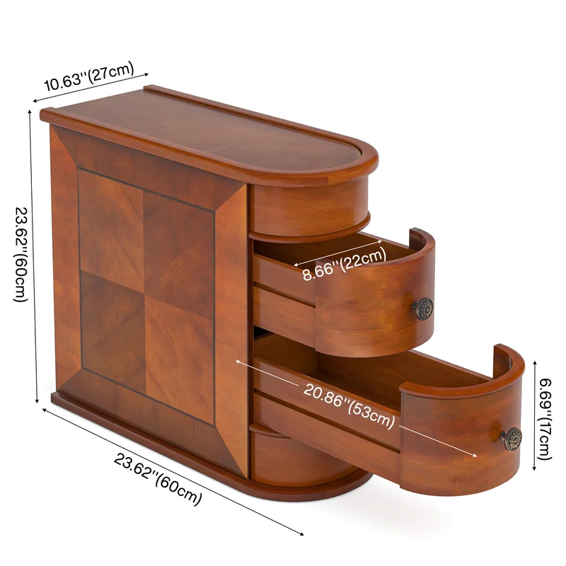 Beistelltisch aus Holz, Sofa-Beistelltisch mit 2 Schubladen