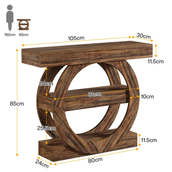 105 cm Konsolentisch, 3-stufiger Sofa-Flurtisch mit Ablagefächern