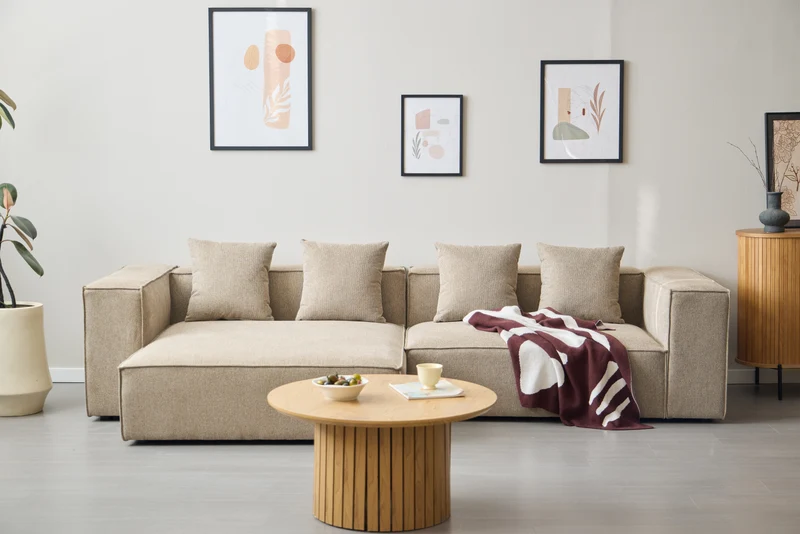 Hailey – linkes Récamiere-Modul in Sand, L: 147 x T: 148 x H: 65 cm