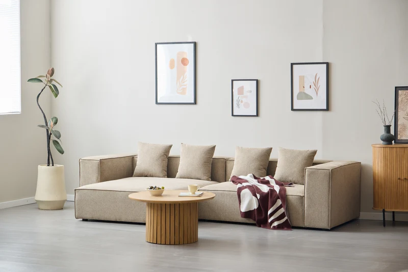 Hailey – linkes Récamiere-Modul in Sand, L: 147 x T: 148 x H: 65 cm