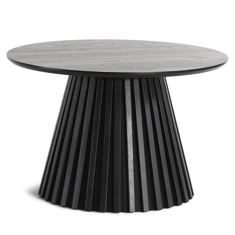 Lewis Lamellen-Couchtisch in schwarzer Eichenoptik Ø70 cm