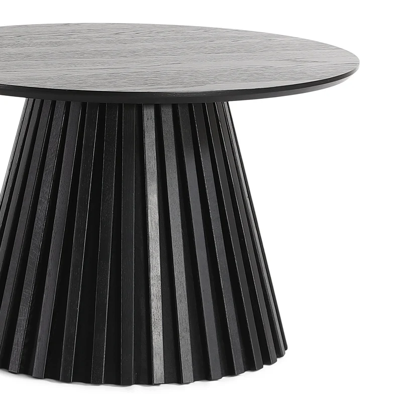 Lewis Lamellen-Couchtisch in schwarzer Eichenoptik Ø70 cm