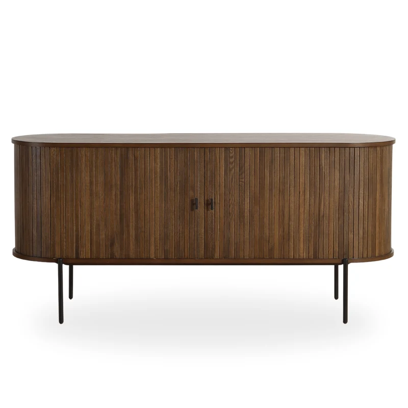 Florence Jalousieschrank mit Lamellen in geräucherter Eiche 160x45x75 cm.