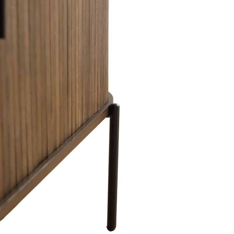 Florence Jalousieschrank mit Lamellen in geräucherter Eiche 160x45x75 cm.