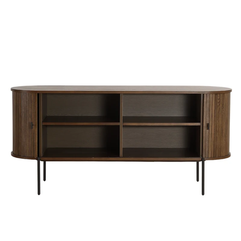 Florence Jalousieschrank mit Lamellen in geräucherter Eiche 160x45x75 cm.