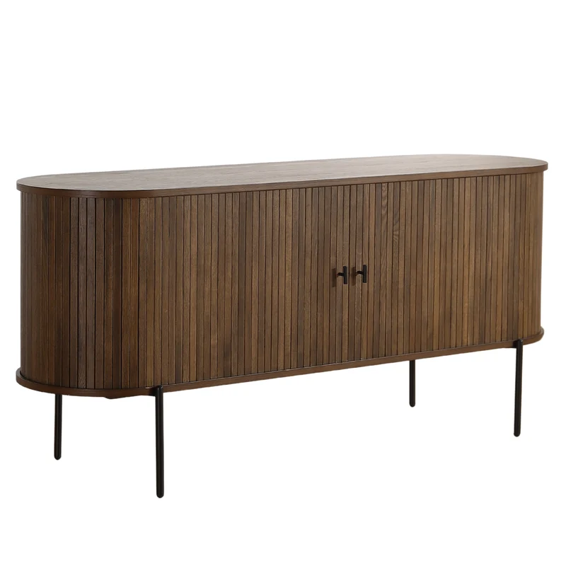 Florence Jalousieschrank mit Lamellen in geräucherter Eiche 160x45x75 cm.