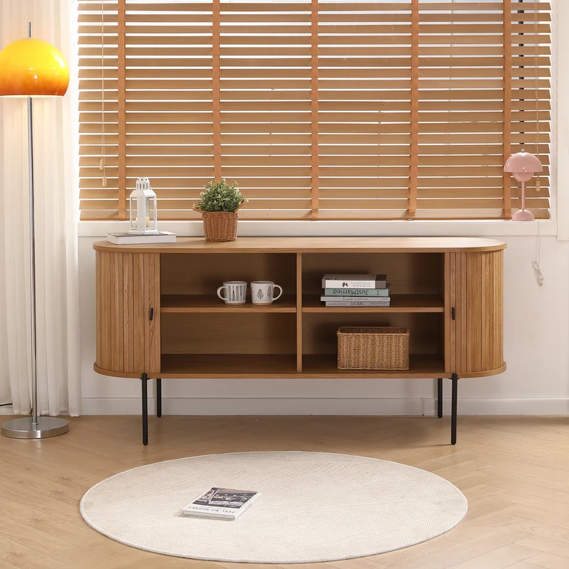 Florence Jalousieschrank mit Lamellen in Eiche 160x45x75 cm.