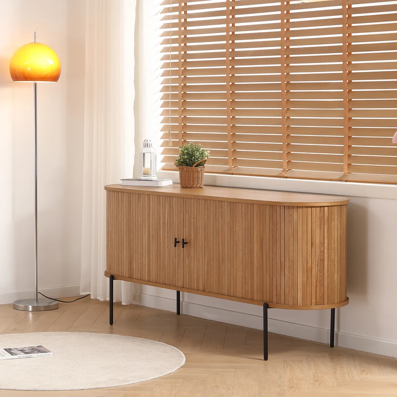 Florence Jalousieschrank mit Lamellen in Eiche 160x45x75 cm.