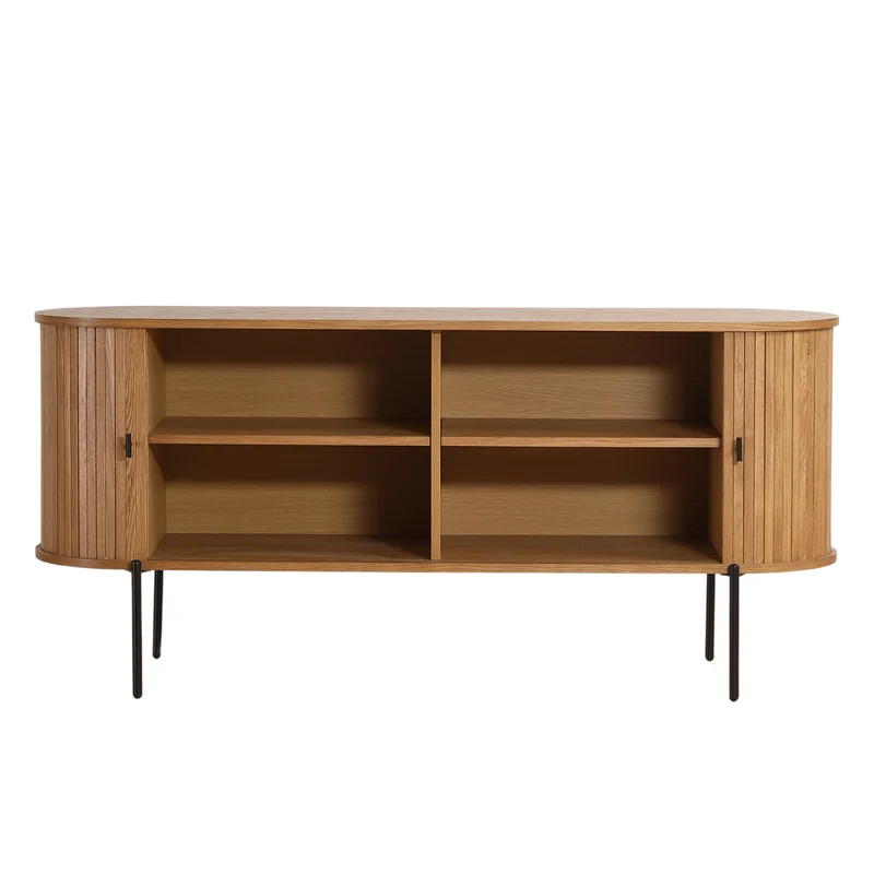 Florence Jalousieschrank mit Lamellen in Eiche 160x45x75 cm.