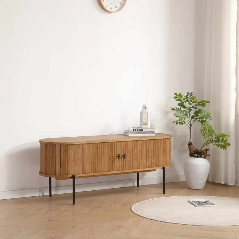 Florence Jalousi TV-Tisch mit Lamellen in Eiche 138x40x55 cm