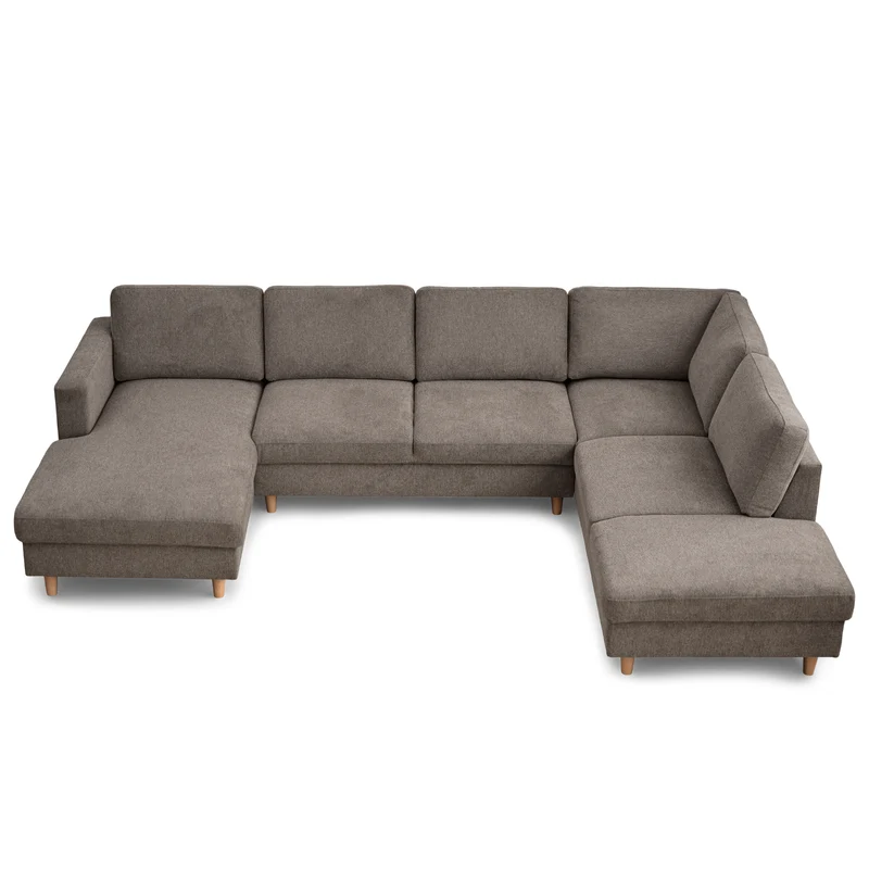 Jennifer linksgewandtes U-Sofa in Sand mit Chaiselongue - L: 300 x T: 208 x H: 82 cm