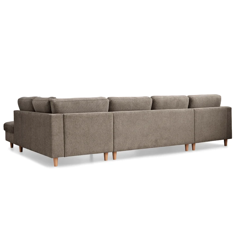 Jennifer linksgewandtes U-Sofa in Sand mit Chaiselongue - L: 300 x T: 208 x H: 82 cm