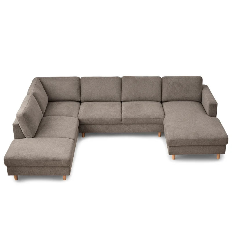 Jennifer rechtsgewandtes U-Sofa in Sand mit Chaiselongue - L: 300 x T: 208 x H: 82 cm