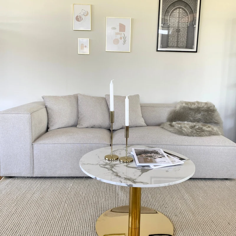 Hailey Modul mit halber Rückenlehne, links ausgerichtet, in Beige. Maße: L: 148 x T: 100 x H: 65 cm