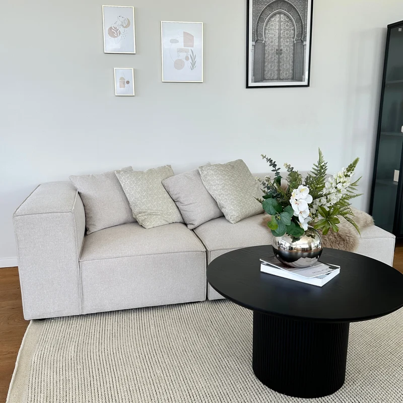 Hailey Modul mit halber Rückenlehne, links ausgerichtet, in Beige. Maße: L: 148 x T: 100 x H: 65 cm