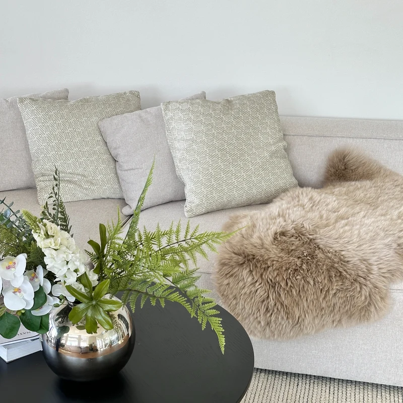 Hailey Modul mit halber Rückenlehne, links ausgerichtet, in Beige. Maße: L: 148 x T: 100 x H: 65 cm