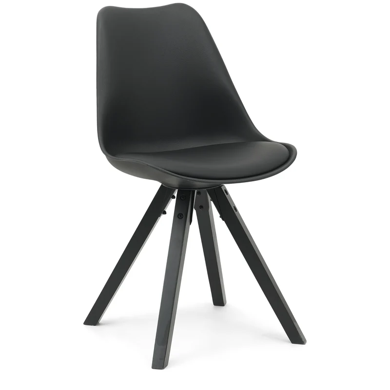 Aria Esszimmerstuhl schwarz mit schwarzen Holzbeinen