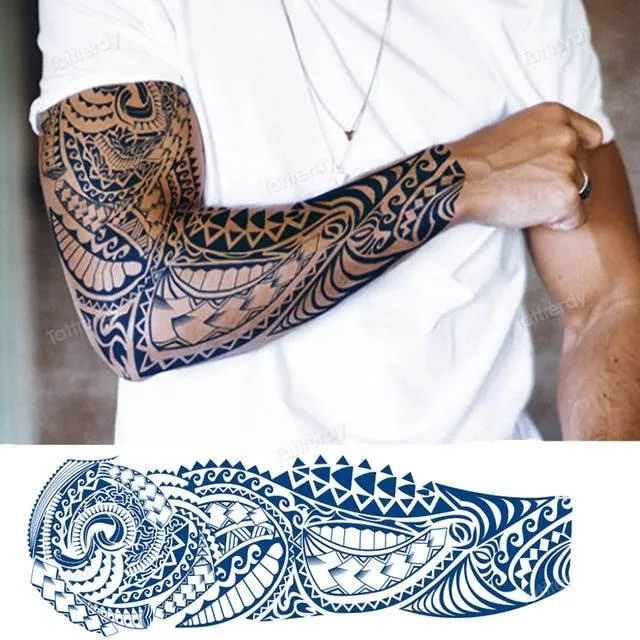 Ethnic Long Sleeve Temporary Tattoo - Semi-Permanent Body Art