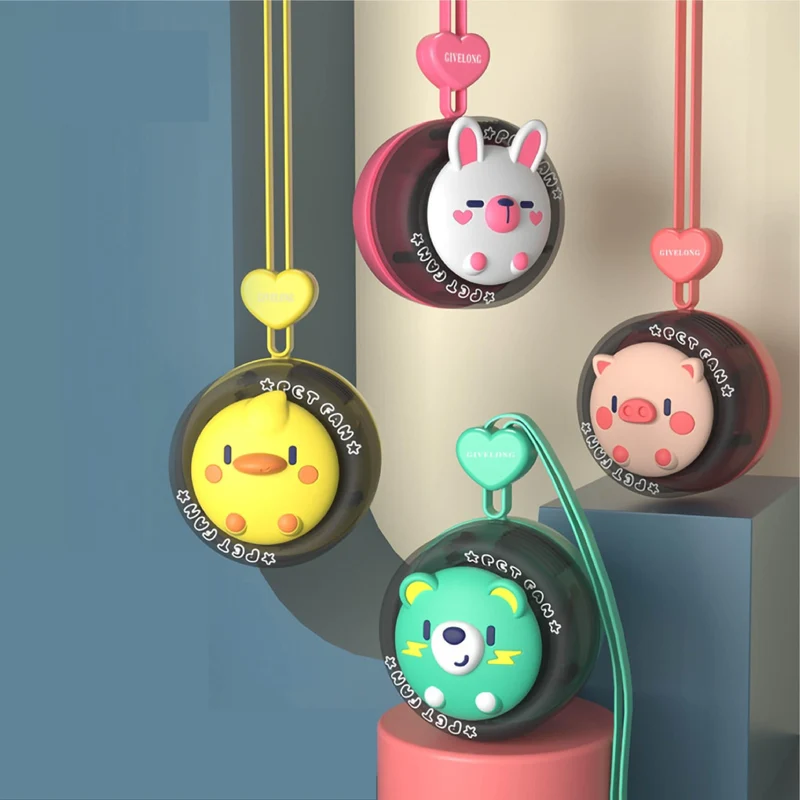 Kids Mini Cartoon Animal Neck Fan - Portable Fan for Children