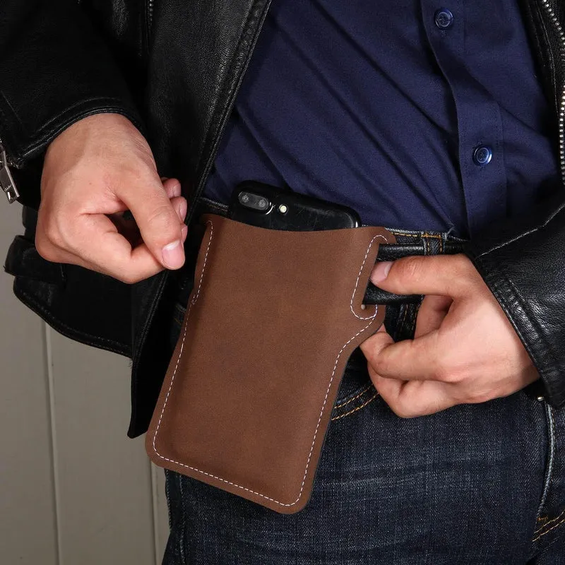 Retro Leather Phone Holder - Stylish Waist Pouch