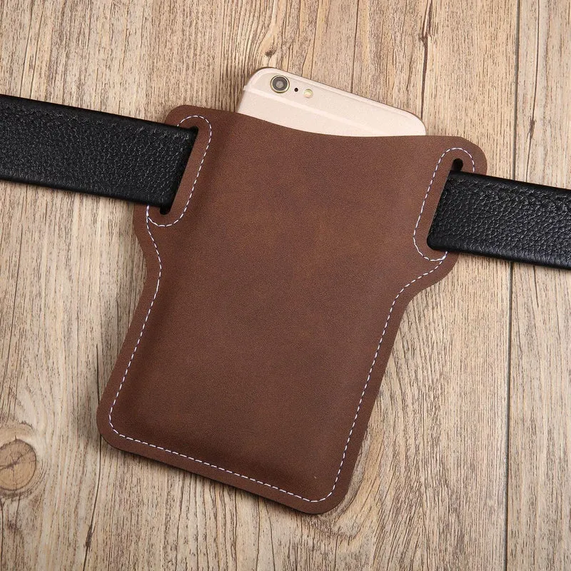 Retro Leather Phone Holder - Stylish Waist Pouch