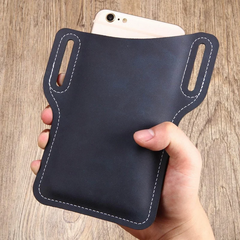 Retro Leather Phone Holder - Stylish Waist Pouch