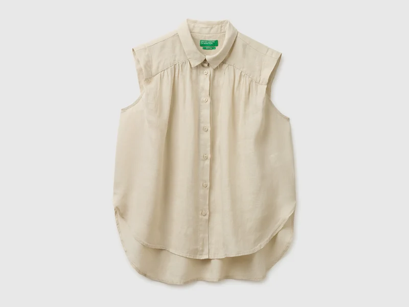 Ärmellose Bluse aus 100 % Leinen