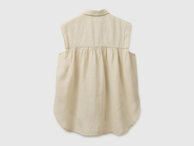 Ärmellose Bluse aus 100 % Leinen
