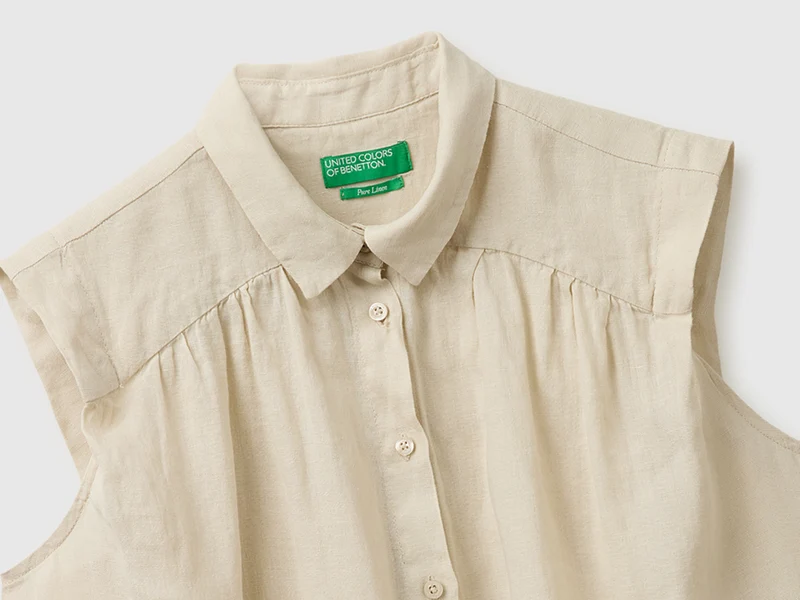 Ärmellose Bluse aus 100 % Leinen