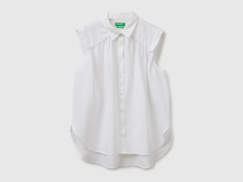 Ärmellose Bluse aus 100 % Leinen