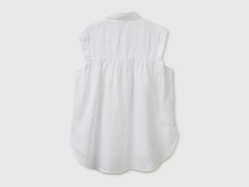 Ärmellose Bluse aus 100 % Leinen
