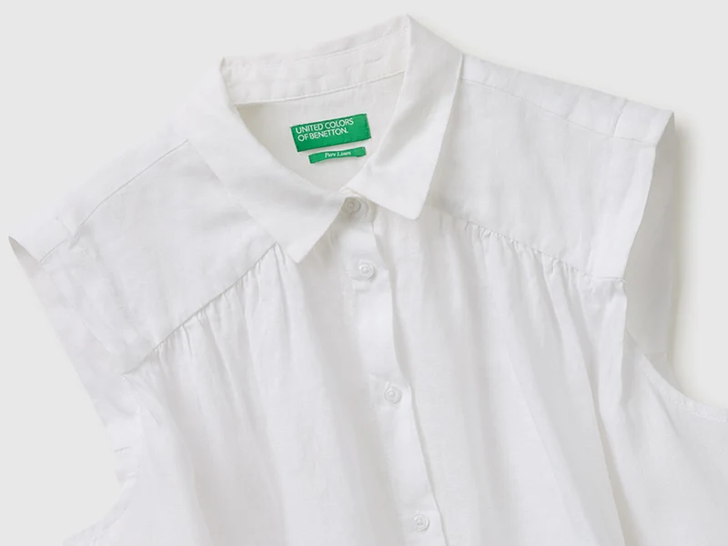 Ärmellose Bluse aus 100 % Leinen