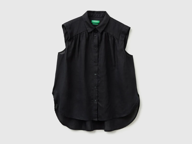 Ärmellose Bluse aus 100 % Leinen