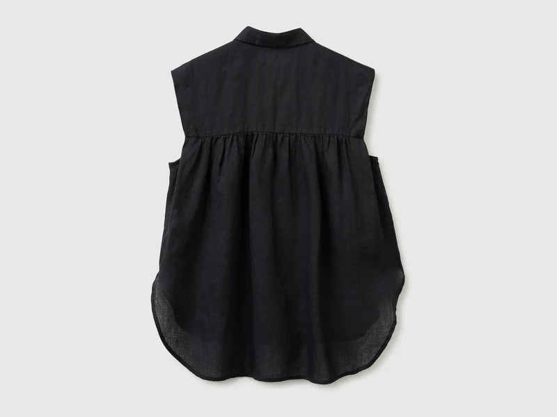 Ärmellose Bluse aus 100 % Leinen