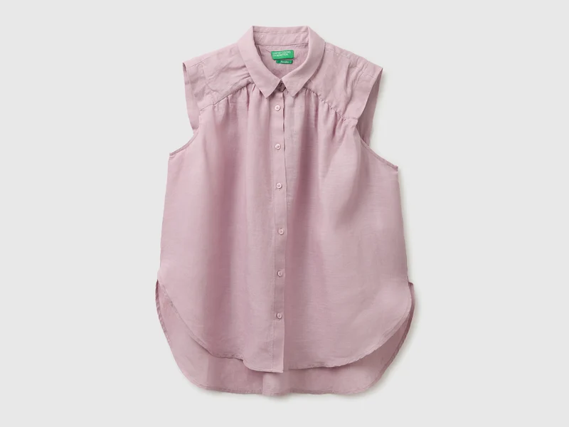 Ärmellose Bluse aus 100 % Leinen