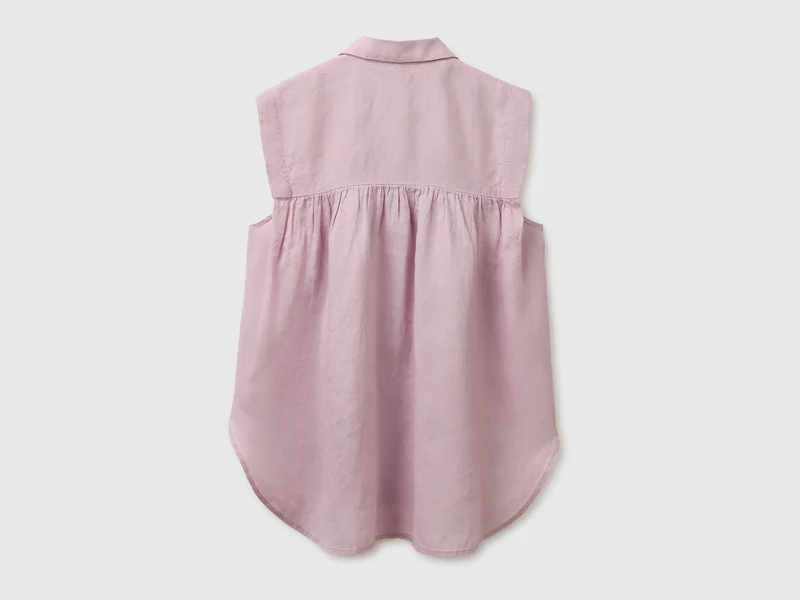Ärmellose Bluse aus 100 % Leinen