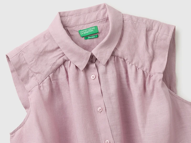 Ärmellose Bluse aus 100 % Leinen