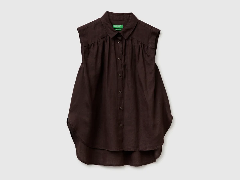 Ärmellose Bluse aus 100 % Leinen