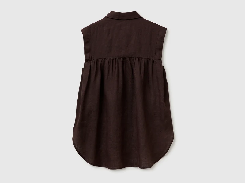 Ärmellose Bluse aus 100 % Leinen
