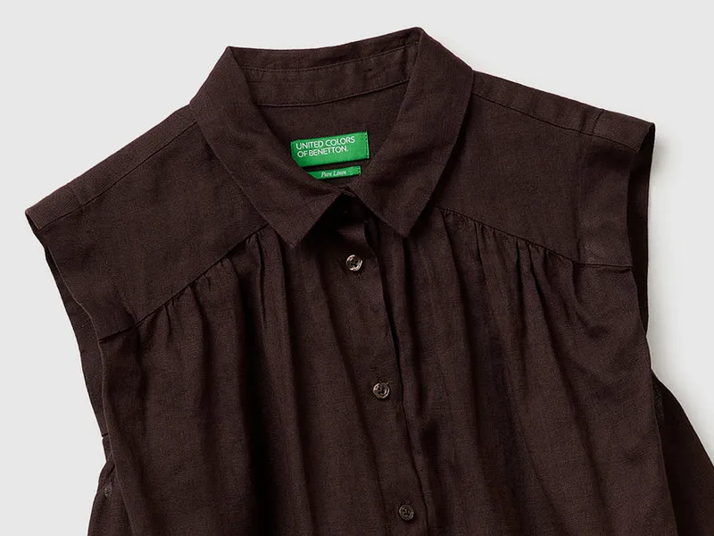 Ärmellose Bluse aus 100 % Leinen