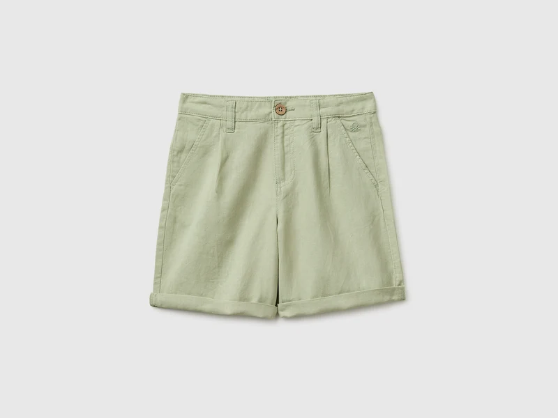 Shorts aus Leinenmischgewebe