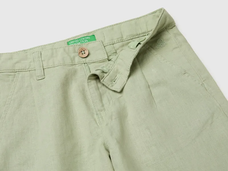 Shorts aus Leinenmischgewebe